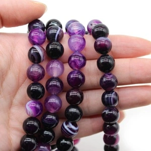 Sirag Agate 6mm, Mov (aprox. 60 buc/sirag)