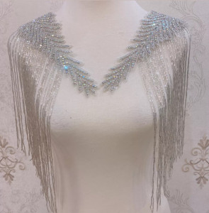 Thermo-Adhesive Beads Fringes Applique - Img 1