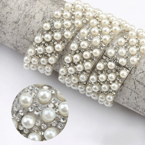 Thermo-Adhesive Tape with Pearl & Rhinestones, 2 cm  - Img 1