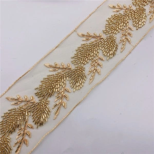 Banda Pasmanterie Margele pe Tulle, 5cm - Img 3