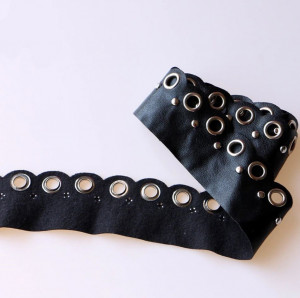 Banda pasmanterie piele cu ocheti, 4cm - Img 1