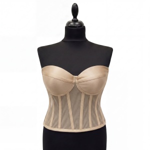 Corset Bej Cu Cupe, Material Satin