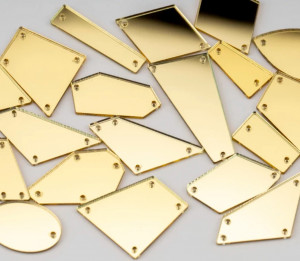 Cristale de Cusut Acril Tip Oglinda, Auriu, (30 bucati/set)