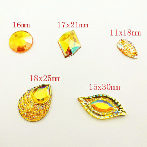 Cristale de Cusut Decorative, Acril, Galben Topaz, (50 bucati/set) - Img 2