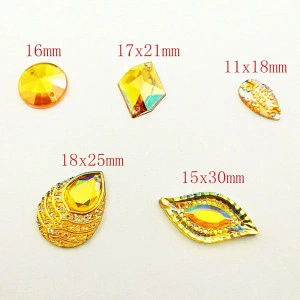 Cristale de Cusut Decorative, Acril, Galben Topaz, (50 bucati/set) - Img 2