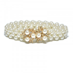 Elastic Band Belt with Pearls - Img 1
