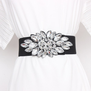 Elastic Elastic Band Belt with Crystals - Img 2