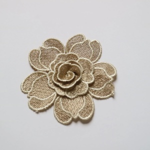 Flori Brodate, Bej, 9.5 cm (5 bucati/set) - Img 3