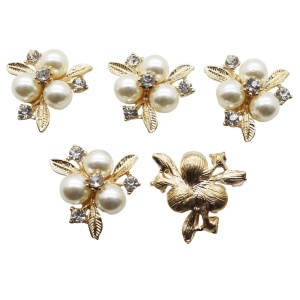 Flower with Pearl Button Button Flower, (5 pieces/set) - Img 2