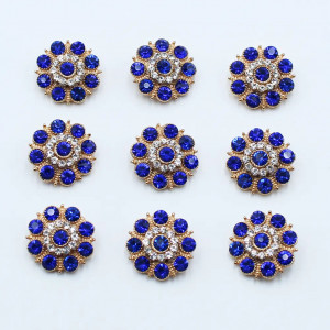 Glass Crystal Buttons, Imperial Blue, 20mm (5 pcs/set) - Img 1