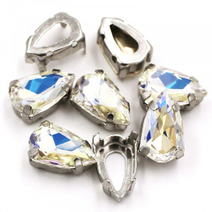 Glass Sewing Crystals, Crystal Moonlight, 9 x 14 mm
