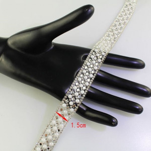 Heat-Sticking Band with Pearls, Rhinestones and Mirror Crystals