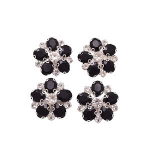 Nasturi Floare, Cristale Negre, 26mm (5 bucati/set) - Img 2