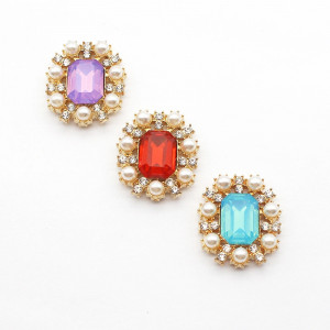 Opaque Crystal and Pearl Pendant, 23x27 MM - Img 1
