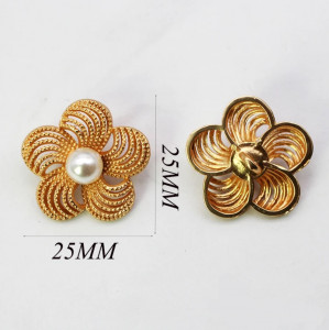 Pearl Metal Buttons, Bronze, 25mm (5 pieces/set) - Img 2