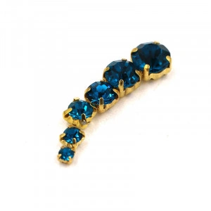 Pietre de cusut sticla cu suport metalic, Peacock Blue,100 bucati, Baza Auriu - Img 3