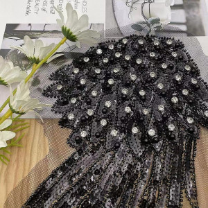 Set of Black Glitter Epaulettes and Straws, 38 x 16.5 cm, (2 Pieces/Set) - Img 3