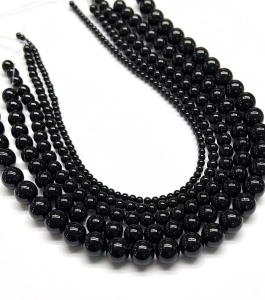 Sirag Agate 8mm, Negru (aprox. 45 buc/sirag)