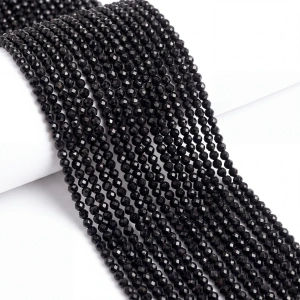 Sirag Turmalina 4mm, Negru (aprox. 90 buc/sirag)