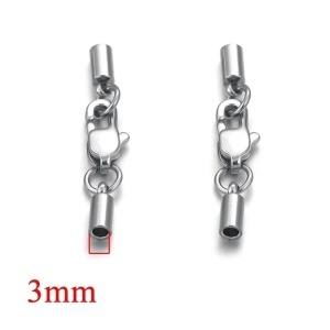 Stainless steel snap hook with 3mm cord end (1pc) - Img 2
