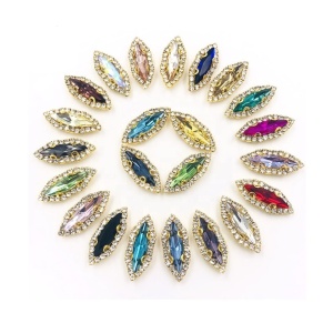 15mm Glass Sewing Crystals – Gold Base (1 piece)