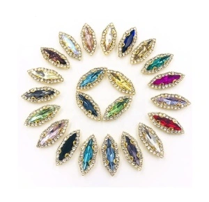 15mm Glass Sewing Crystals – Gold Base (1 piece)