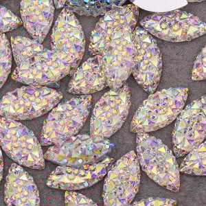 AB Mini Crystal Glueing Appliques, 7 x 15 mm, (50 pieces/set) - Img 1