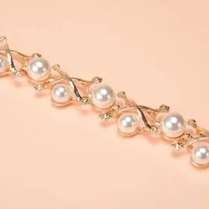 Adjustable Waist Belt with Pearls, Gold - Img 4