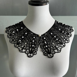 Black Collar Embroidered with Pearls, 25*12cm