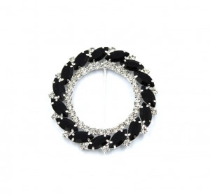 Black Glass Crystals Buckle