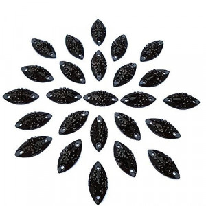 Black Sewing Stones, 7x15mm, (50 pieces/set)