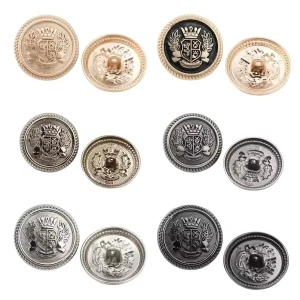 Crown Metal Buttons, 15-20mm (2 pcs/set)