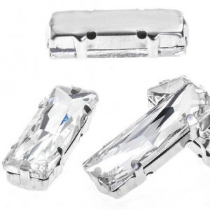 Crystal Sewing Glass Rectangle, 15MM, Silver Base - Img 6