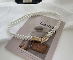 Elastic Belt Tape with Leafs & Pearl - Img 2