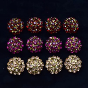 Elegant buttons with crystals, 23mm (5 pieces/set) - Img 1