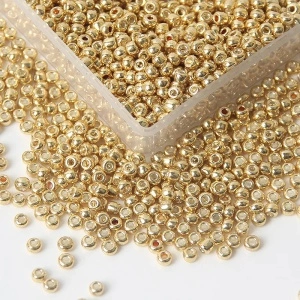 Margele Rotunde Sticla, Auriu, 3mm (15g/punga)