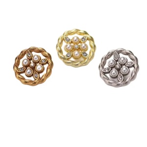 Metal Buttons with Pearls, 23mm (5 pieces/set) - Img 1