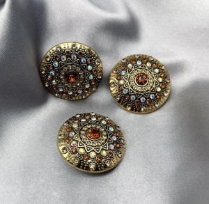 Metal buttons with stripes, Baroque, 27mm, (2 pieces/set) - Img 2