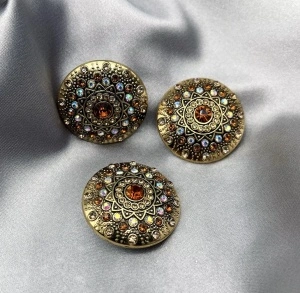 Nasturi Metalici cu Strasuri, Baroque, 27mm, (2 bucati/set) - Img 2