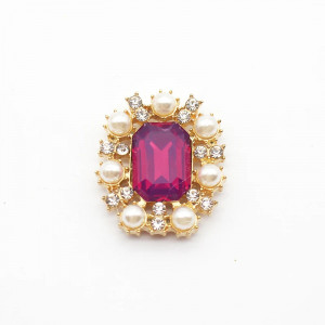 Opaque Crystal and Pearl Pendant, 23x27 MM - Img 2