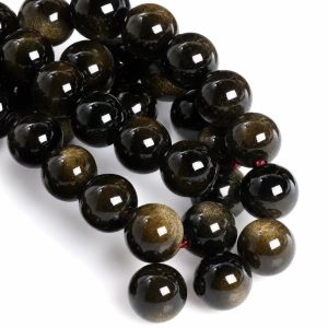 Sirag Obsidian 6mm, Negru-Auriu (aprox. 60 buc/sirag)