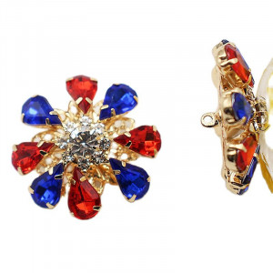 Two Coloured Crystal Glass Crystal Buttons, 26mm - Img 5