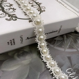 Beaded Beaded Headband, Ivory, 1.5 cm