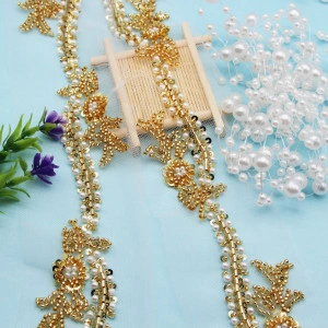 Beads, sequins and pearls, gold, 8 cm