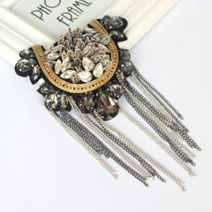 Black Diamond Crystal and Fringed Epaulettes - Img 1