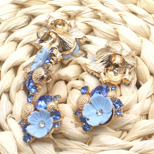 Blue Crystal Crystal Buttons, 20mm - Img 2