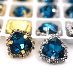 Cristale de cusut sticla, Peacock Blue, 20mm, ( 2 bucati/set)