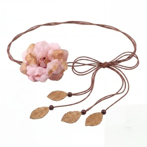 Curea Decorativa Talie cu Floare 3D, Nude