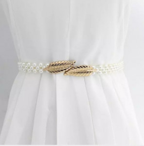 Elastic Belt Tape with Leafs & Pearl - Img 1
