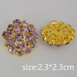 Elegant buttons with crystals, 23mm (5 pieces/set) - Img 2